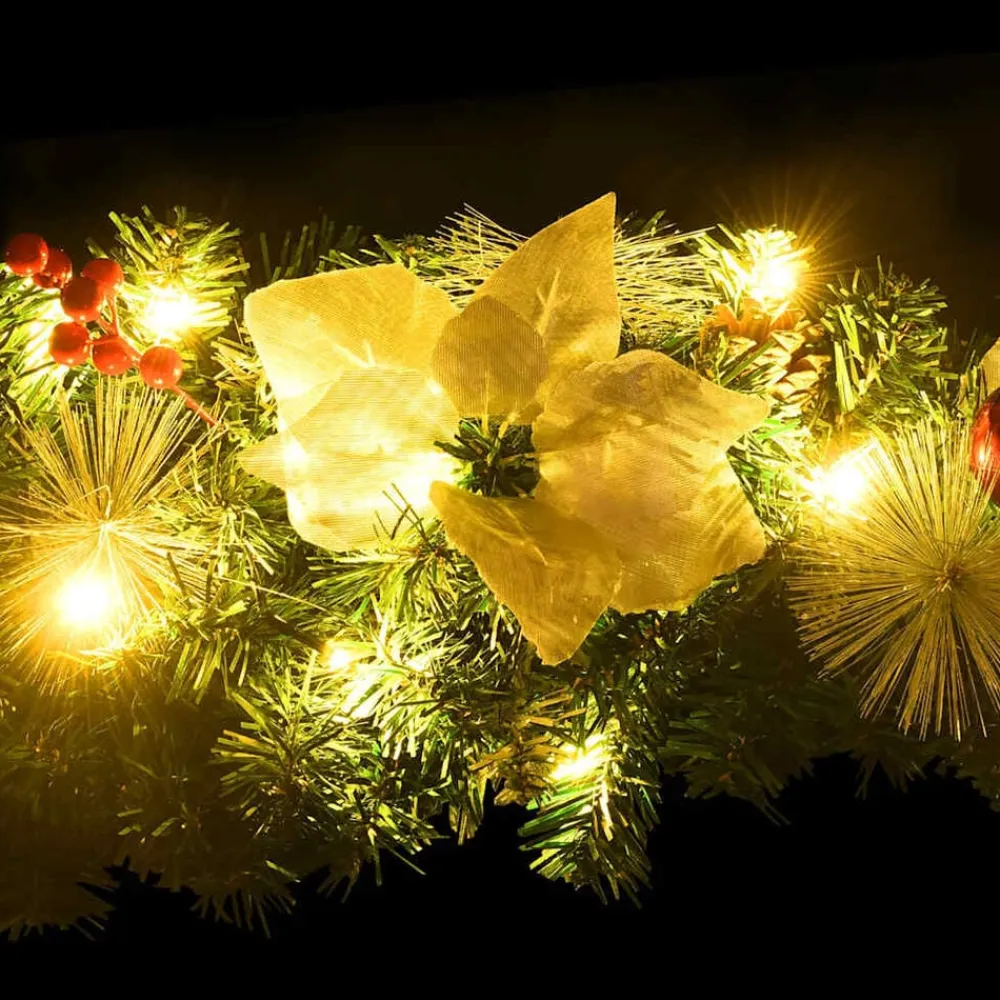 vidaXL Decoración-Guirnalda de Navidad con luces LED PVC verde 2,7 m