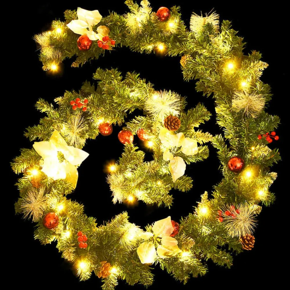 vidaXL Decoración-Guirnalda de Navidad con luces LED PVC verde 2,7 m
