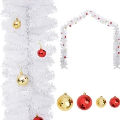 vidaXL Decoración-Guirnalda de Navidad decorada con bolas 5 m
