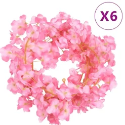 vidaXL Decoración-Guirnaldas de flores 6 uds oscuro 180 cm