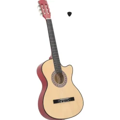 vidaXL Arte Y Ocio-Guitarra acústica con cutaway 6 cuerdas madera tilo 38"