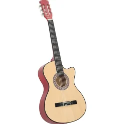 vidaXL Arte Y Ocio-Guitarra acústica con cutaway 6 cuerdas madera tilo 38"