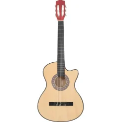 vidaXL Arte Y Ocio-Guitarra acústica con cutaway 6 cuerdas madera tilo 38