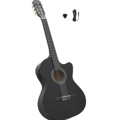 vidaXL Guitarra clásica occidental con ecualizador y 6 cuerdas Negro Sale