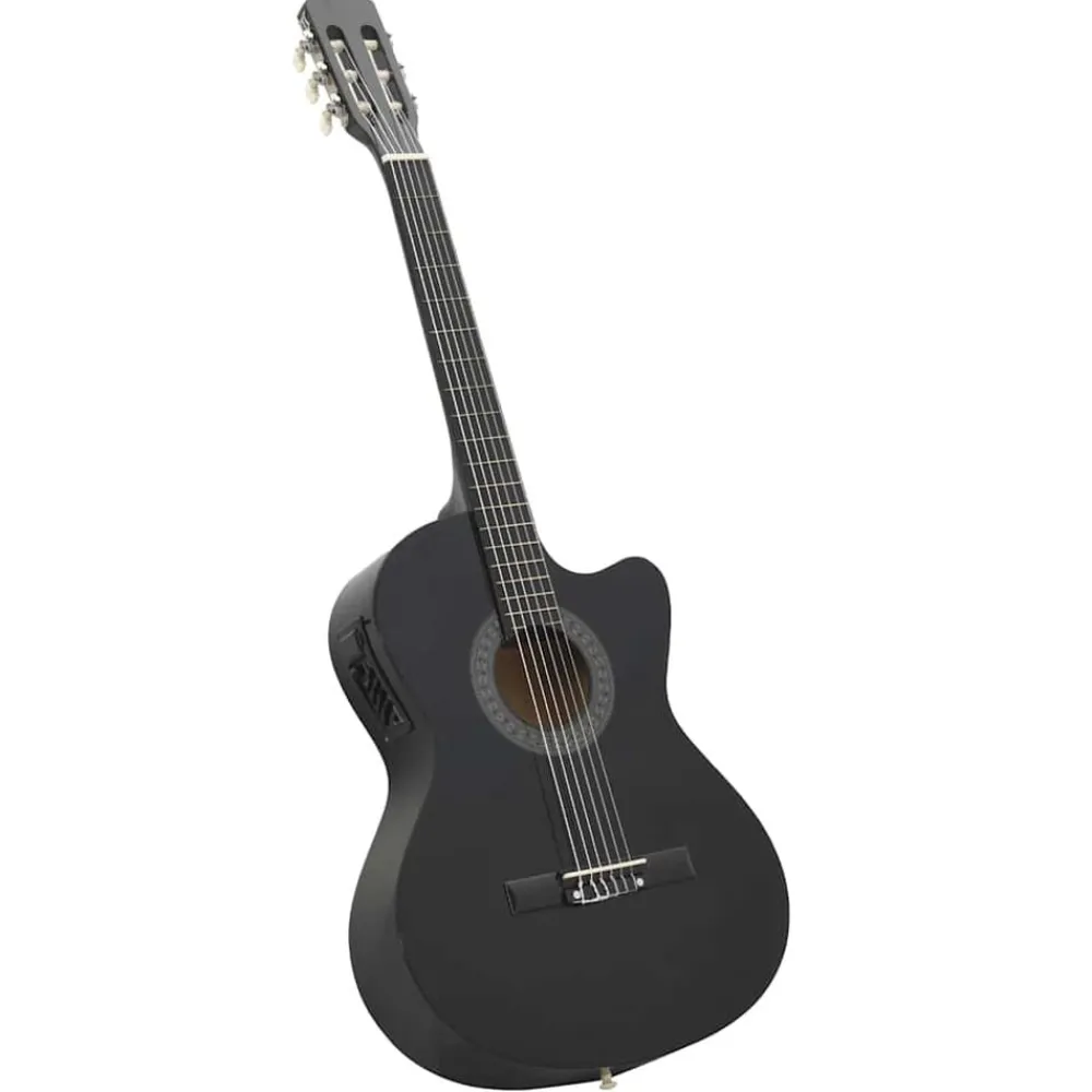 vidaXL Guitarra clásica occidental con ecualizador y 6 cuerdas Negro Sale