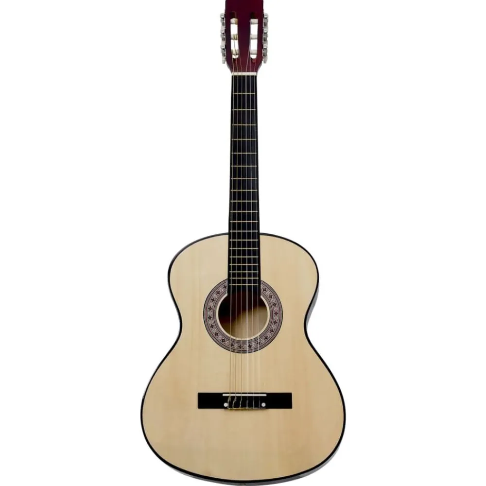 vidaXL Guitarra clásica para principiantes con funda 4/4 39" Marrón claro New