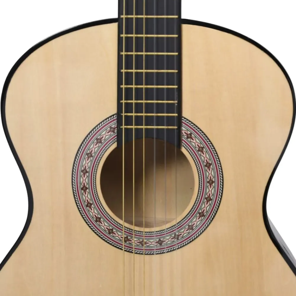 vidaXL Guitarra clásica para principiantes con funda 4/4 39" Marrón claro New