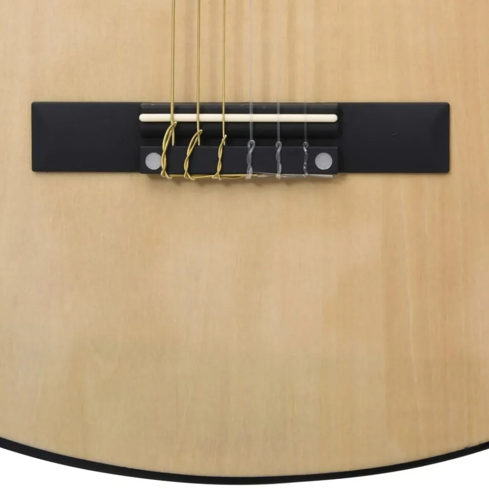 vidaXL Guitarra clásica para principiantes con funda 4/4 39" Marrón claro New
