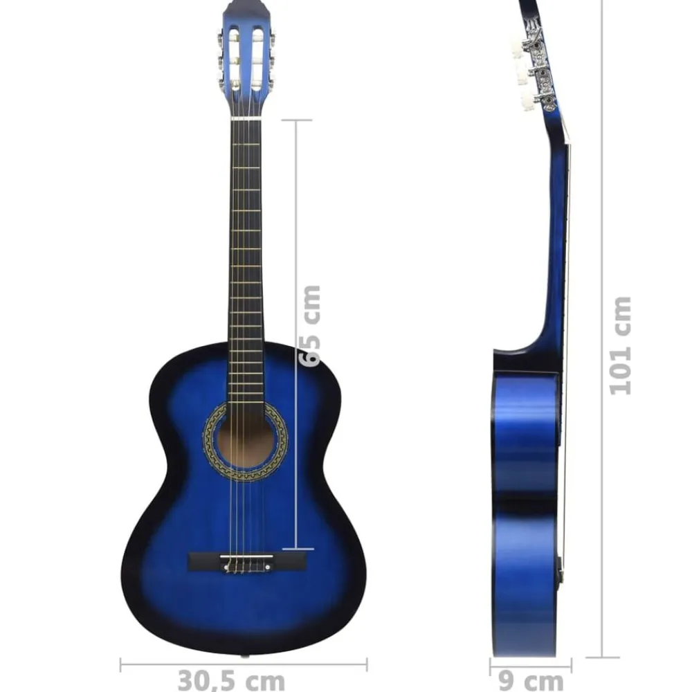 vidaXL Guitarra clásica para principiantes con funda 4/4 39" Azul Sale