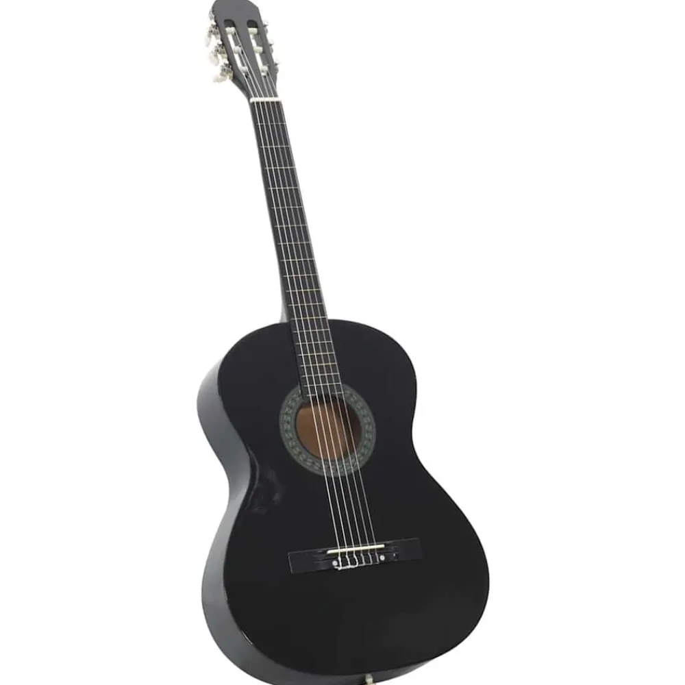vidaXL Guitarra clásica para principiantes madera tilo 4/4 39" Negro Hot