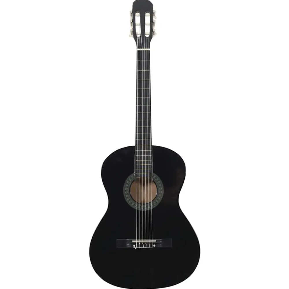 vidaXL Guitarra clásica para principiantes madera tilo 4/4 39" Negro Hot