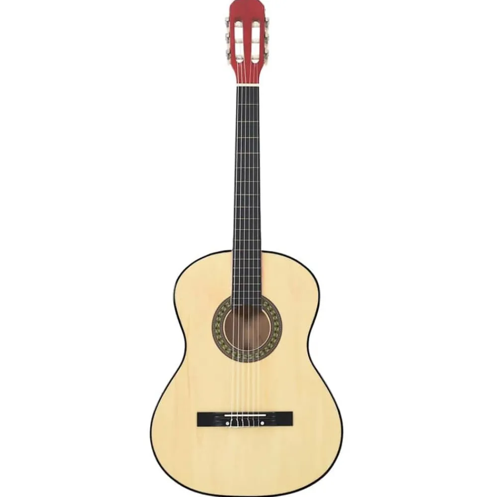 vidaXL Arte Y Ocio-Guitarra clásica para principiantes madera tilo negro 4/4 39"