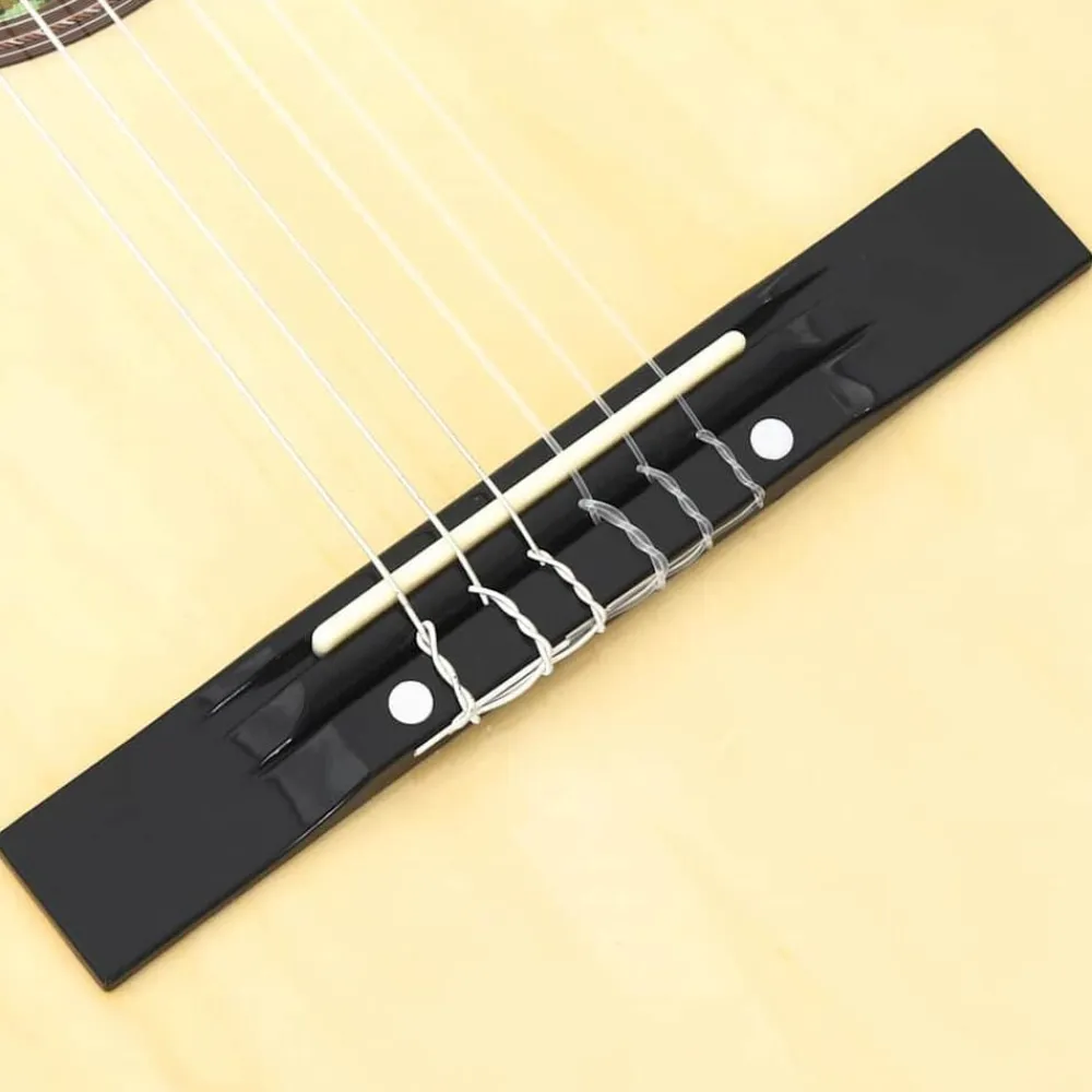 vidaXL Arte Y Ocio-Guitarra clásica para principiantes madera tilo negro 4/4 39"