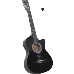 vidaXL Arte Y Ocio-Guitarra Clásica Western Cutaway con 6 cuerdas negra 38"