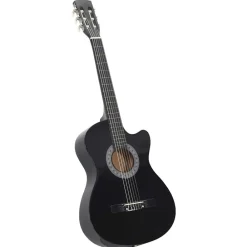 vidaXL Arte Y Ocio-Guitarra Clásica Western Cutaway con 6 cuerdas negra 38"