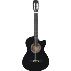 vidaXL Arte Y Ocio-Guitarra Clásica Western Cutaway con 6 cuerdas negra 38