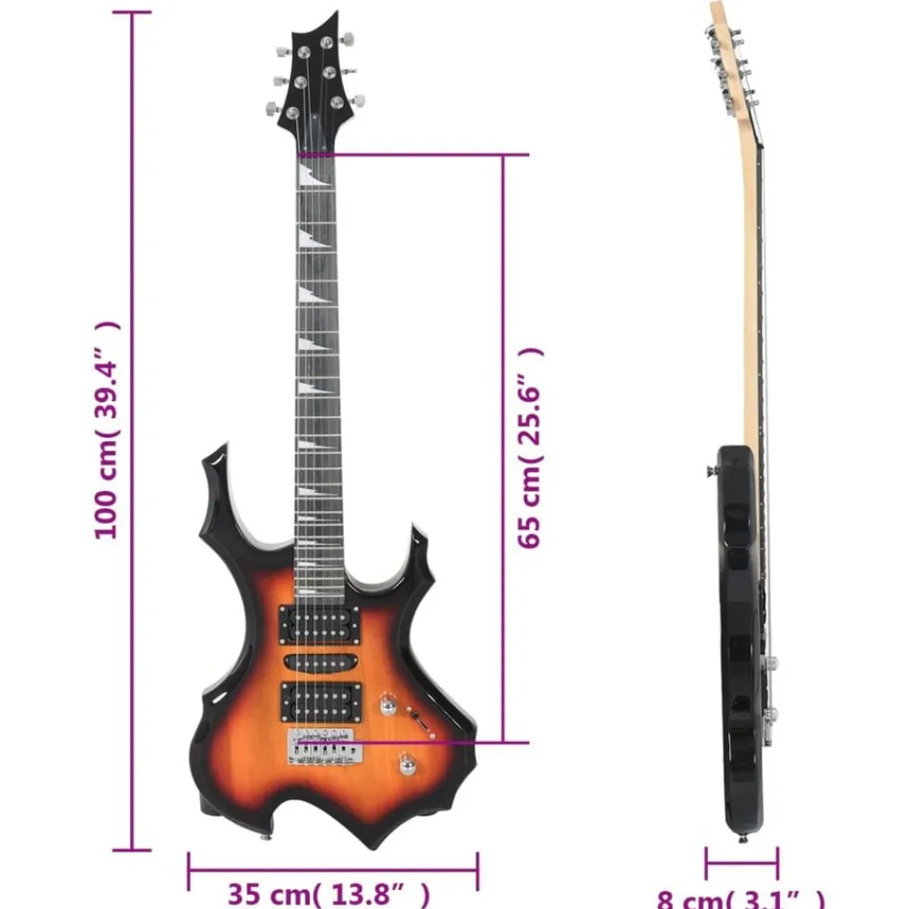 vidaXL Arte Y Ocio-Guitarra eléctrica principiantes con funda marrón negro 4/4 39"