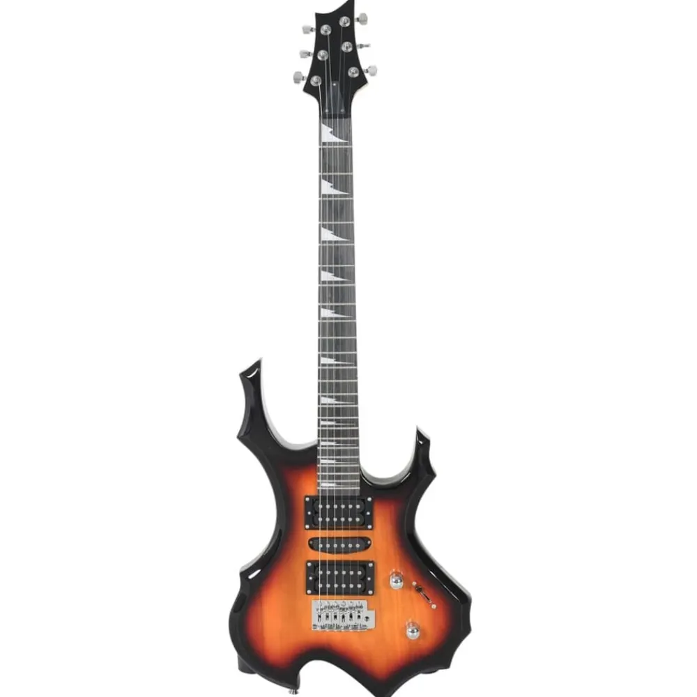vidaXL Arte Y Ocio-Guitarra eléctrica principiantes con funda marrón negro 4/4 39"