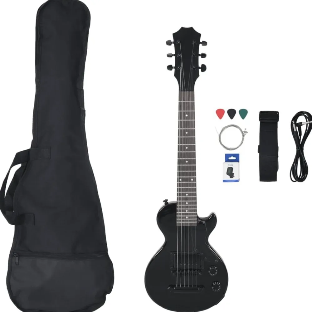 vidaXL Guitarra eléctrica para niños con funda 3/4 30" Negro Best
