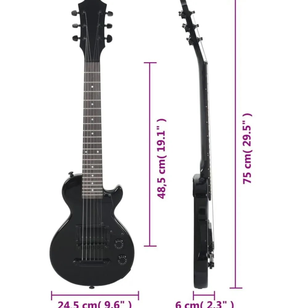 vidaXL Guitarra eléctrica para niños con funda 3/4 30" Negro Best