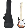 vidaXL Arte Y Ocio-Guitarra eléctrica para niños con funda marrón y blanco 3/4 30"