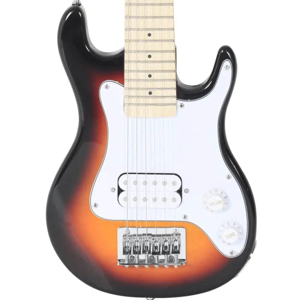 vidaXL Arte Y Ocio-Guitarra eléctrica para niños con funda marrón y blanco 3/4 30"