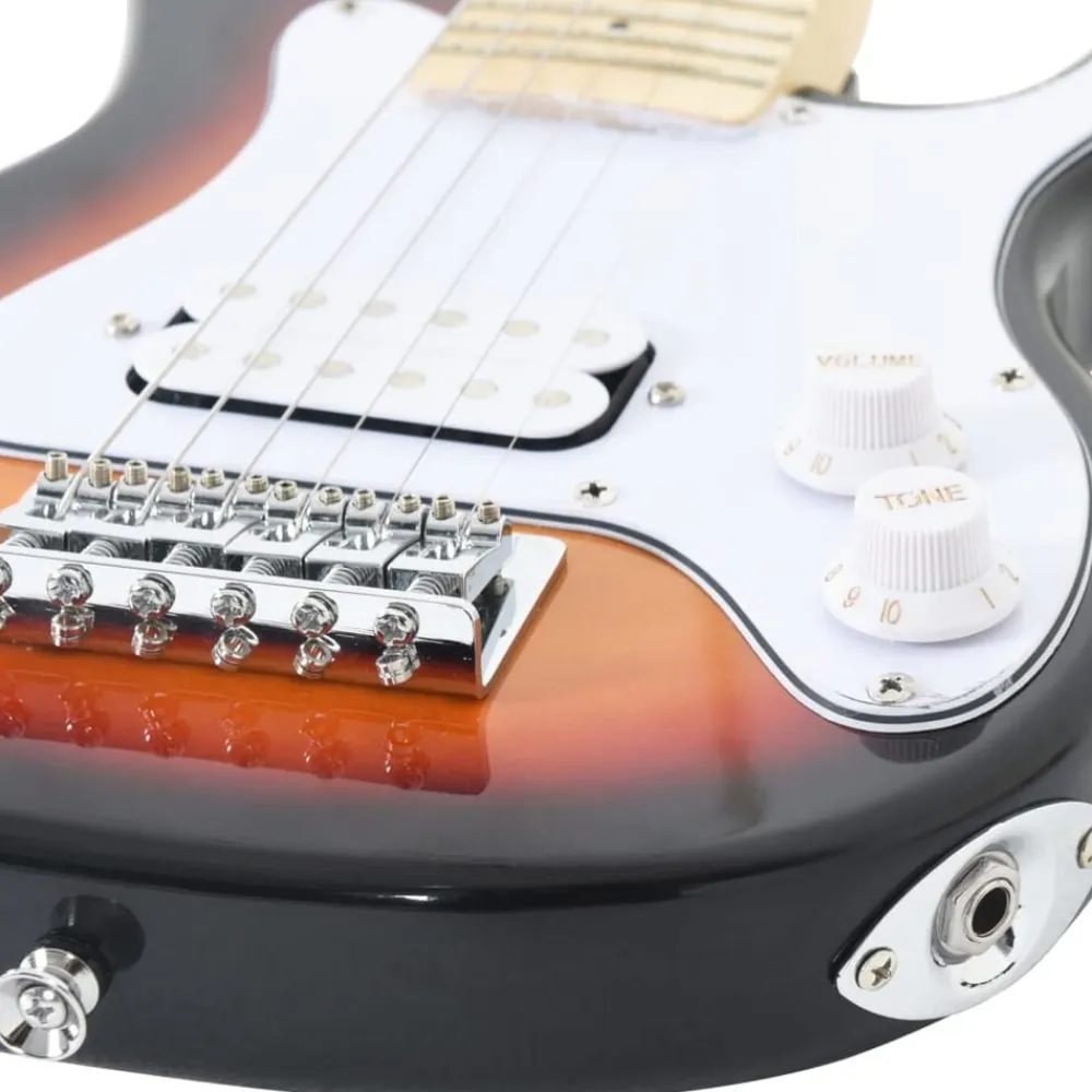 vidaXL Arte Y Ocio-Guitarra eléctrica para niños con funda marrón y blanco 3/4 30"