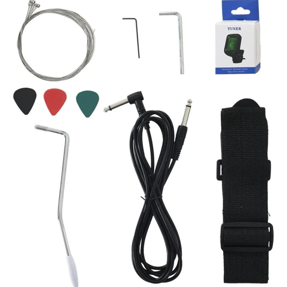 vidaXL Arte Y Ocio-Guitarra eléctrica principiante con funda marrón blanco 4/4 39"