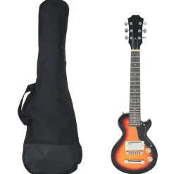 vidaXL Guitarra eléctrica para niños con funda marrón y negro 3/4 30" Marr&oacute;n y negro Sale