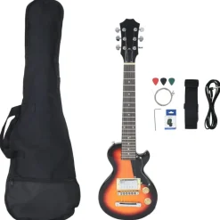 vidaXL Guitarra eléctrica para niños con funda marrón y negro 3/4 30" Marr&oacute;n y negro Sale