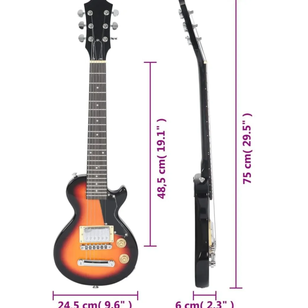 vidaXL Guitarra eléctrica para niños con funda marrón y negro 3/4 30" Marrón y negro Sale