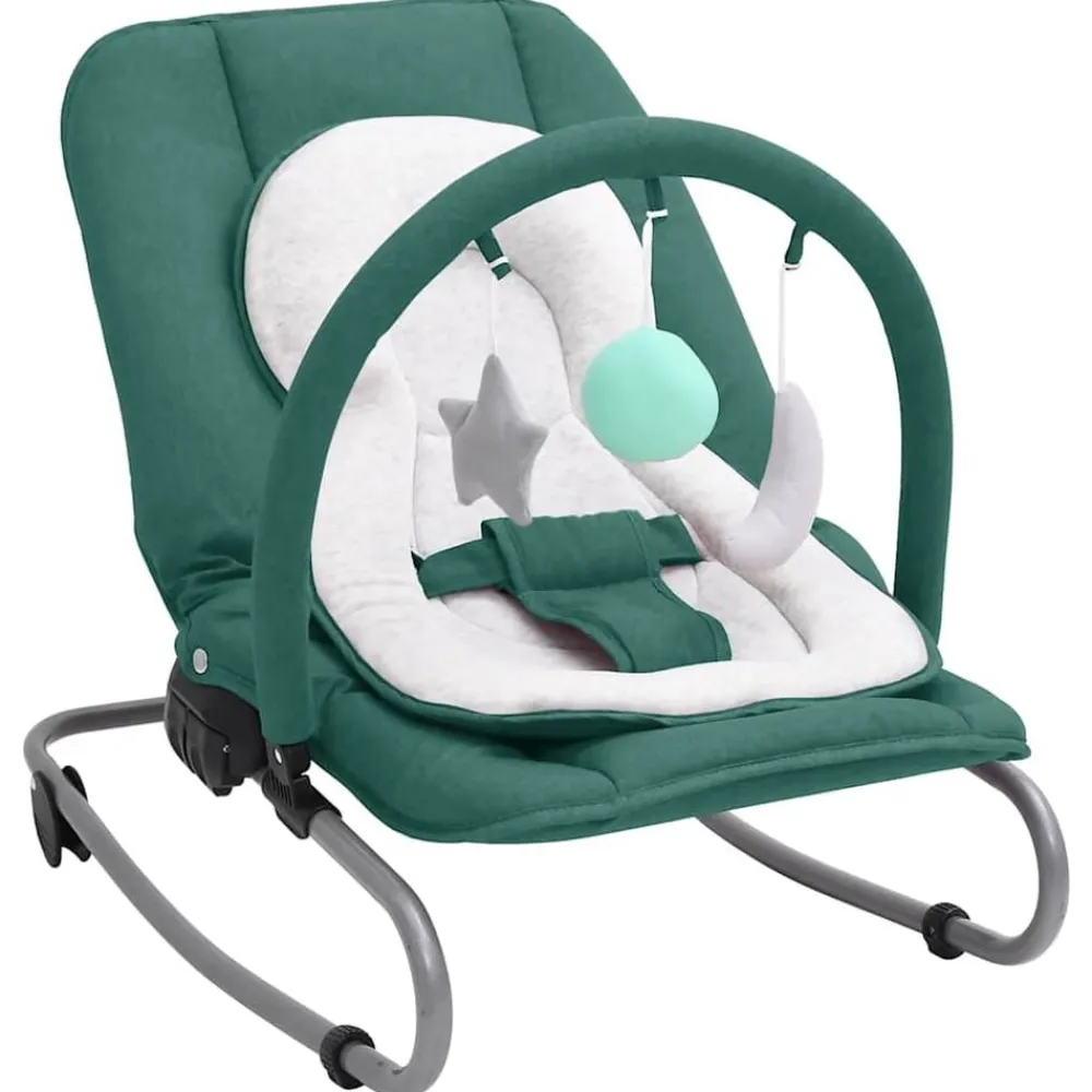 vidaXL Hamaca mecedora para bebés de acero Verde Outlet