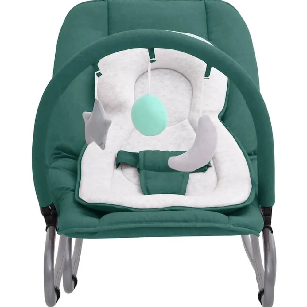 vidaXL Hamaca mecedora para bebés de acero Verde Outlet