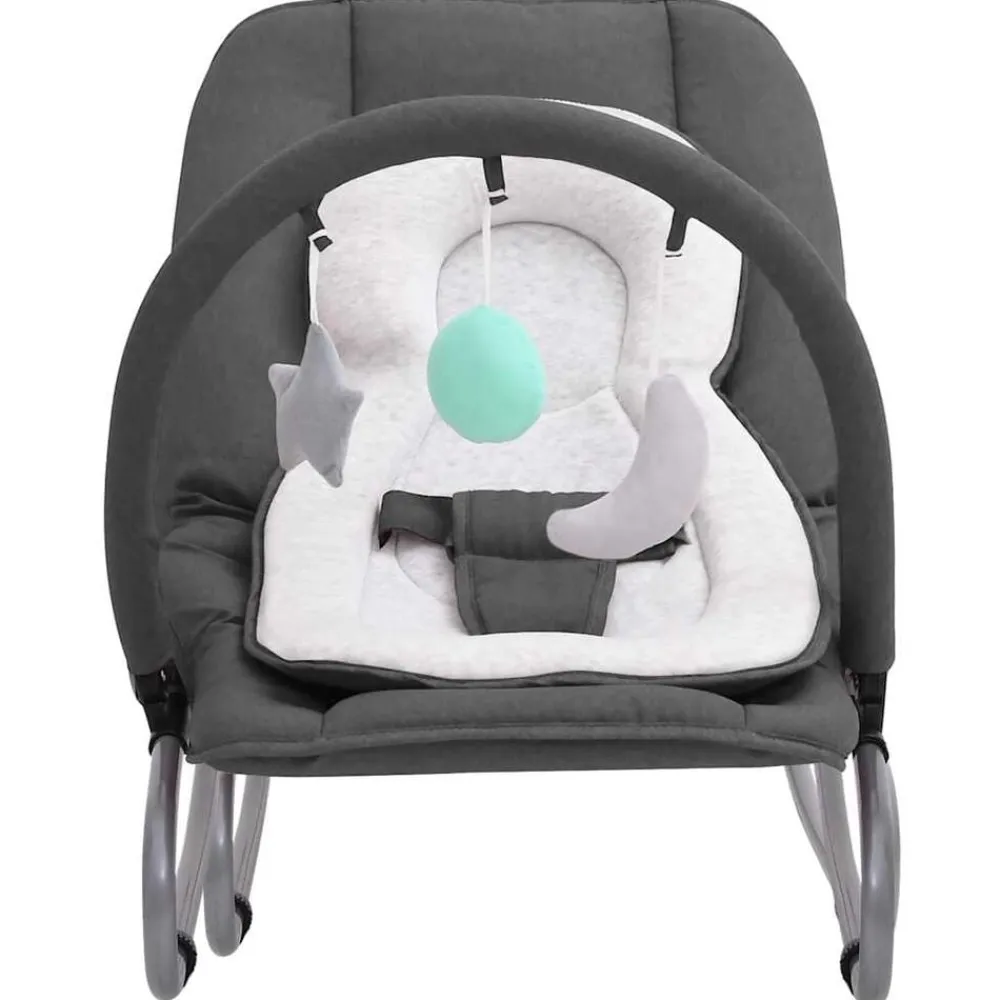Niños vidaXL Juguetes Y Actividades Para Bebés-Hamaca mecedora para bebés de acero gris