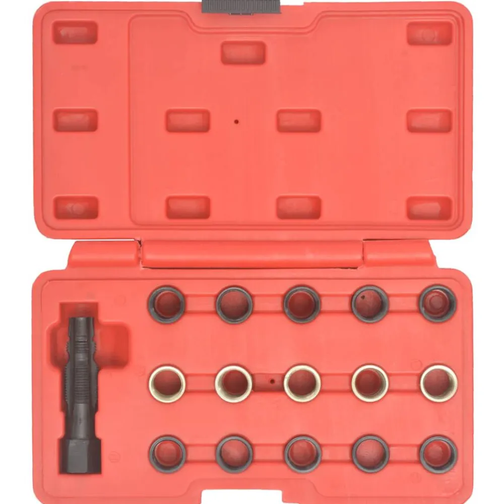 vidaXL Herramientas de reparación de roscas bujía 16 piezas M14x1,25 Clearance
