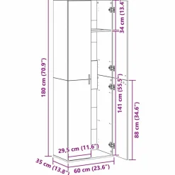 vidaXL Armarios Y Almacenamiento-Highboard 60 x 35 x 180 cm Madera contrachapada