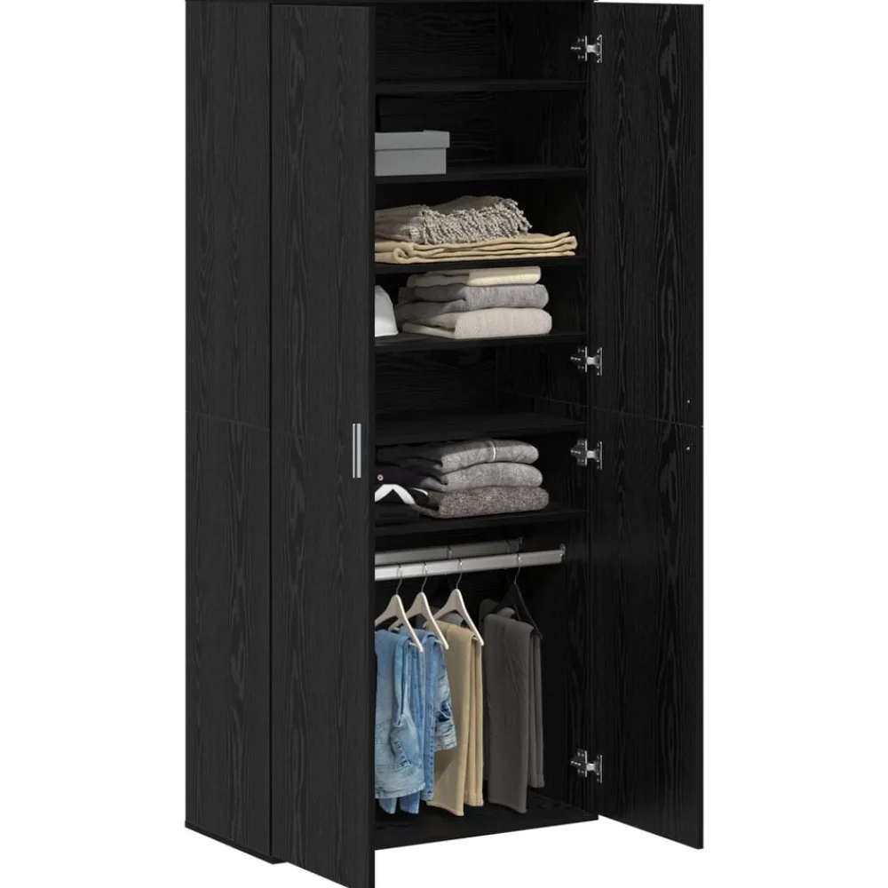 vidaXL Highboard 80 x 39 x 178 cm Madera contrachapada Roble negro