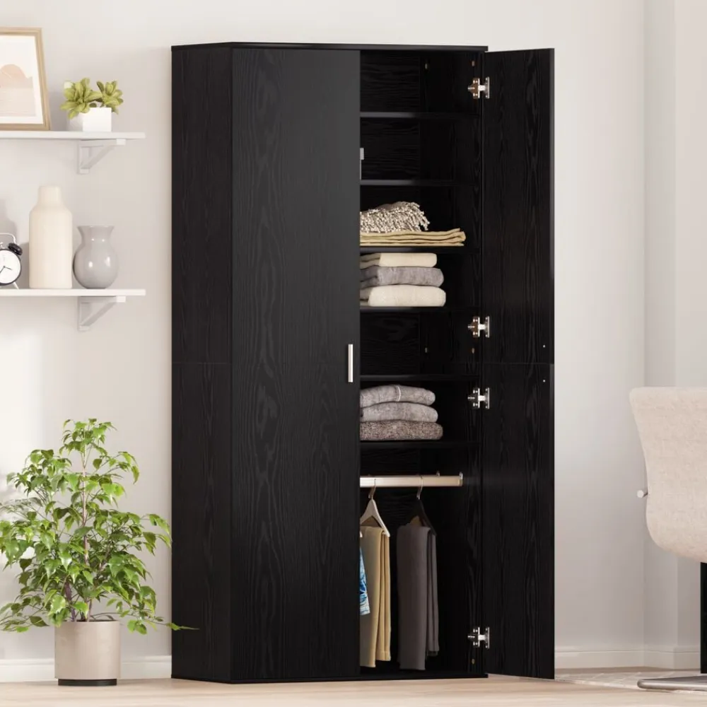 vidaXL Highboard 80 x 39 x 178 cm Madera contrachapada Roble negro