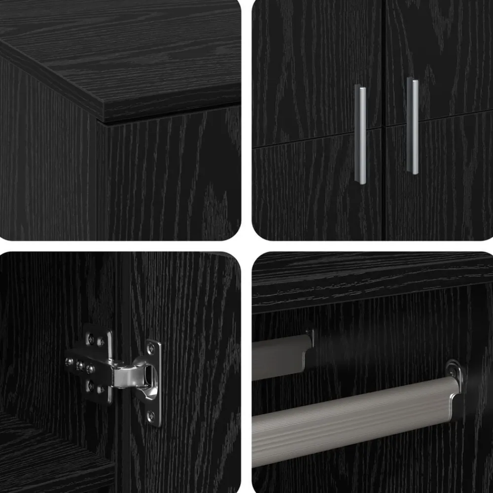 vidaXL Highboard 80 x 39 x 178 cm Madera contrachapada Roble negro