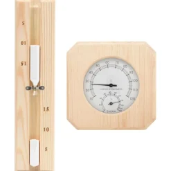vidaXL Higrotermógrafo y reloj de arena para sauna 2 en 1 madera pino