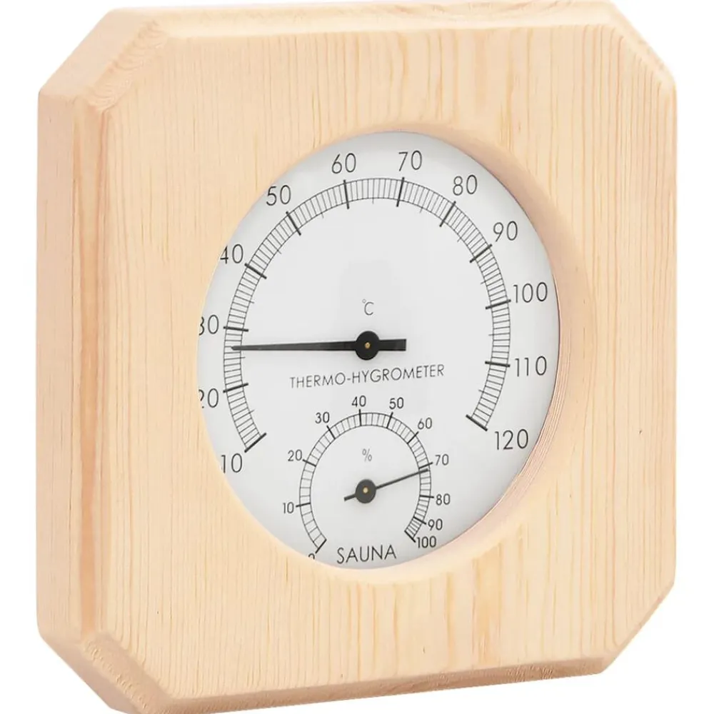 vidaXL Higrotermógrafo y reloj de arena para sauna 2 en 1 madera pino