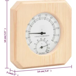 vidaXL Higrotermógrafo y reloj de arena para sauna 2 en 1 madera pino
