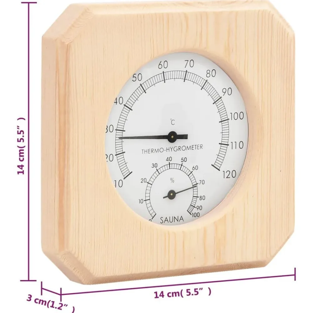 vidaXL Higrotermógrafo y reloj de arena para sauna 2 en 1 madera pino