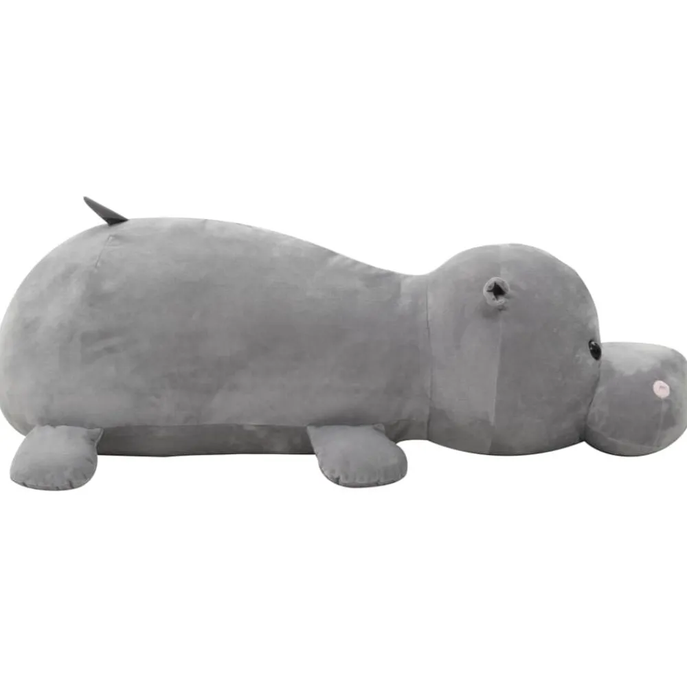 vidaXL Juguetes-Hipopótamo de peluche gris