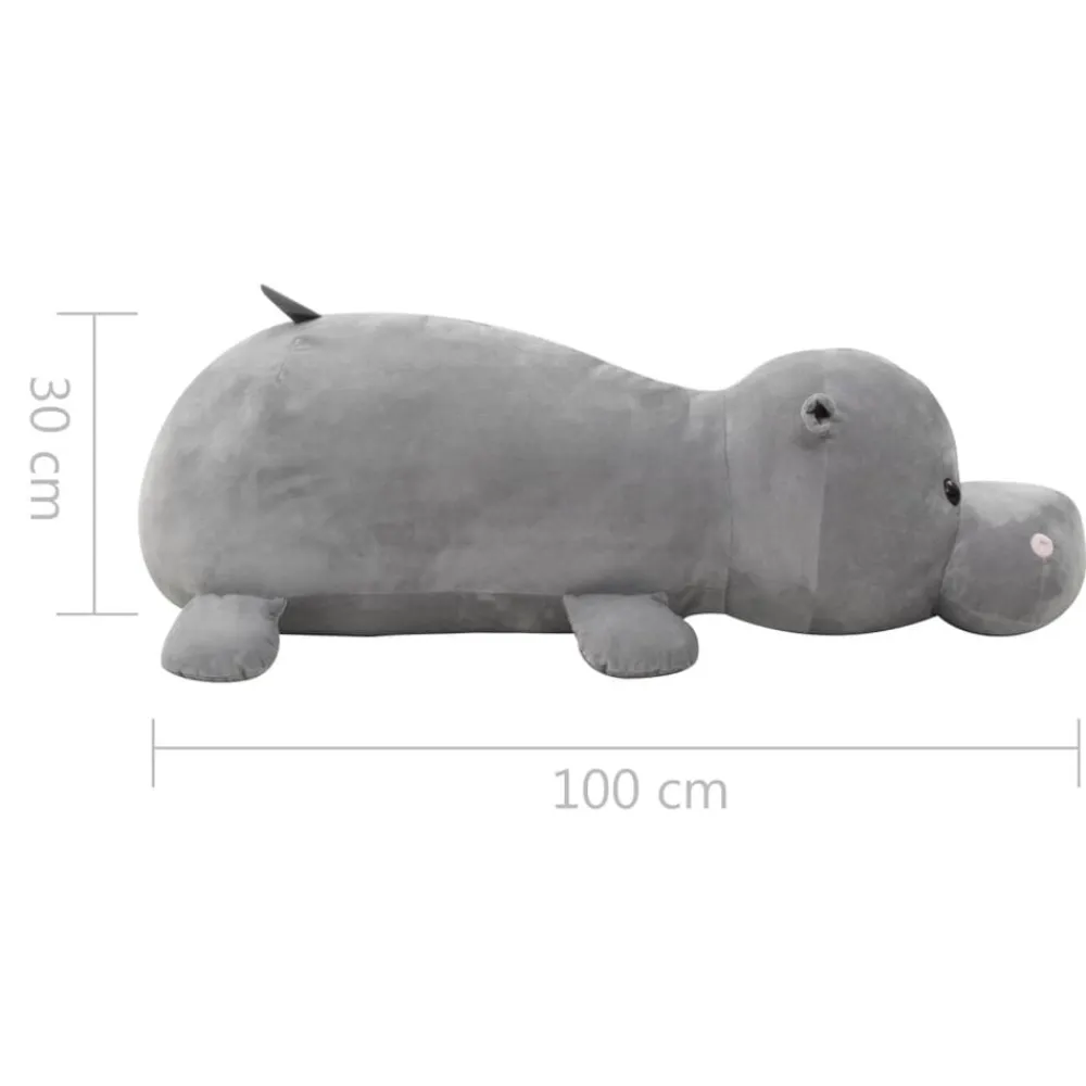 vidaXL Juguetes-Hipopótamo de peluche gris