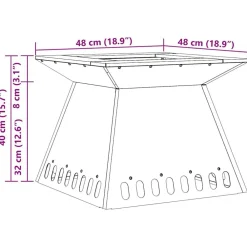 vidaXL Hoguera Marrón 48 x 48 x 40 cm Acero autopatinable Acero oxidado/marrón Sale