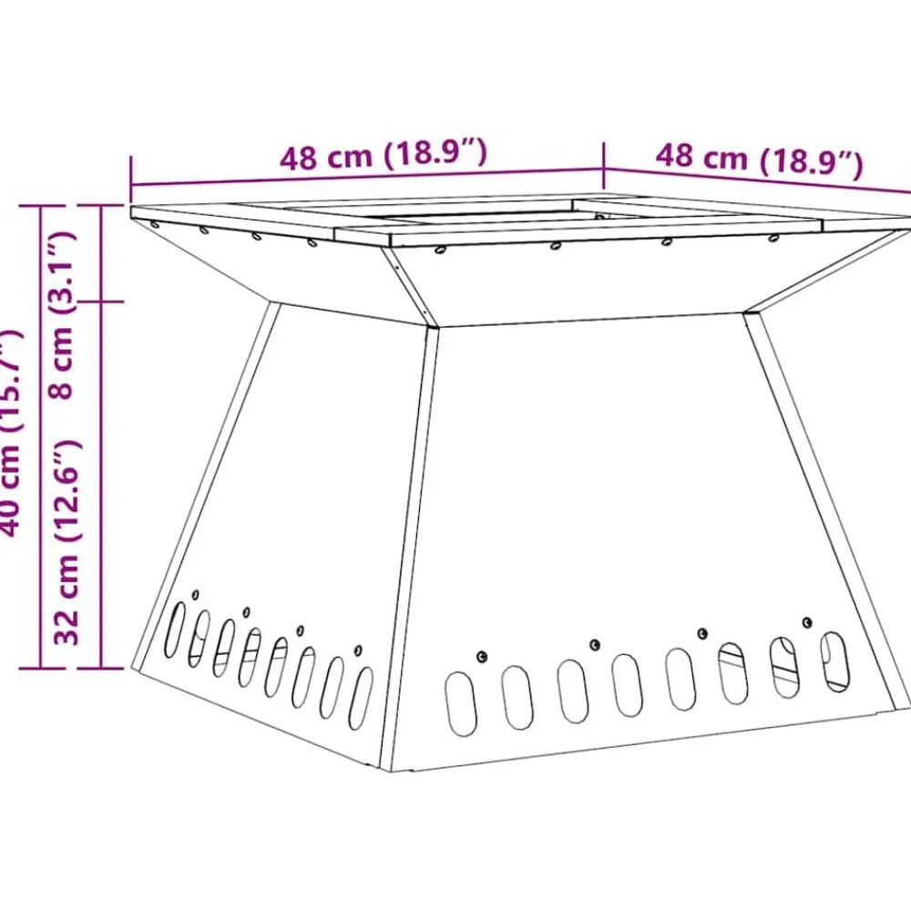 vidaXL Hoguera Marrón 48 x 48 x 40 cm Acero autopatinable Acero oxidado/marrón Sale