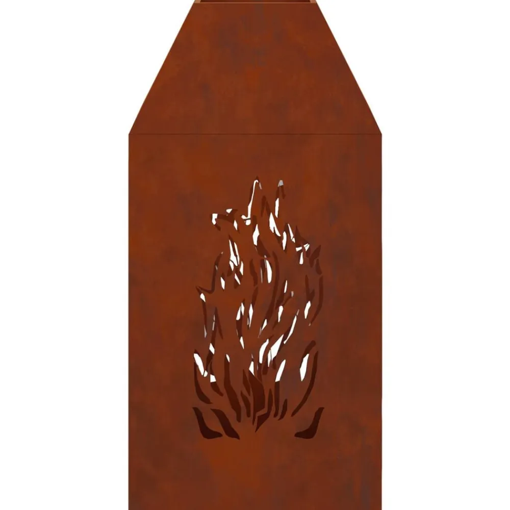 vidaXL Hoguera Marrón 50 x 50 x 100 cm Acero al carbono Acero oxidado/marrón