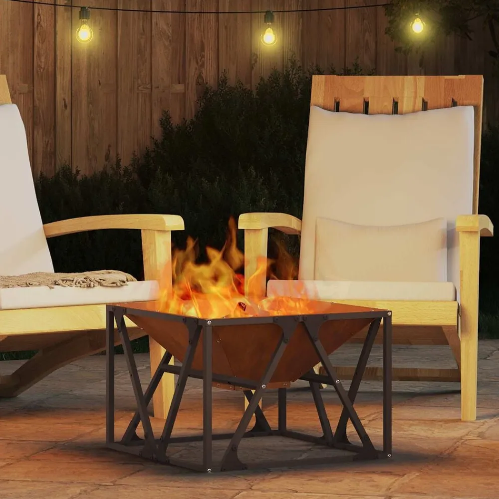 vidaXL Chimeneas-Hoguera Marrón 50 x 50 x 35 cm Acero autopatinable