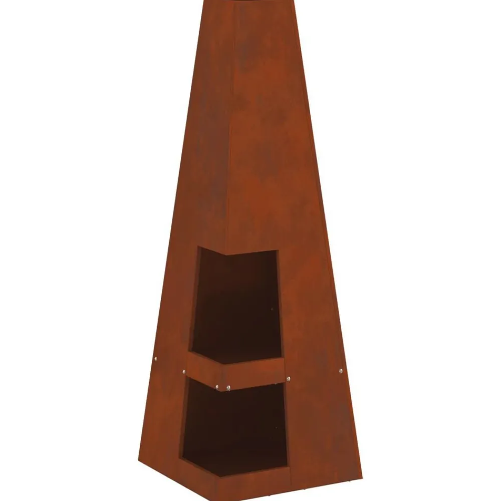 vidaXL Hoguera Marrón 35 x 35 x 100 cm Acero al carbono Acero oxidado/marrón Clearance